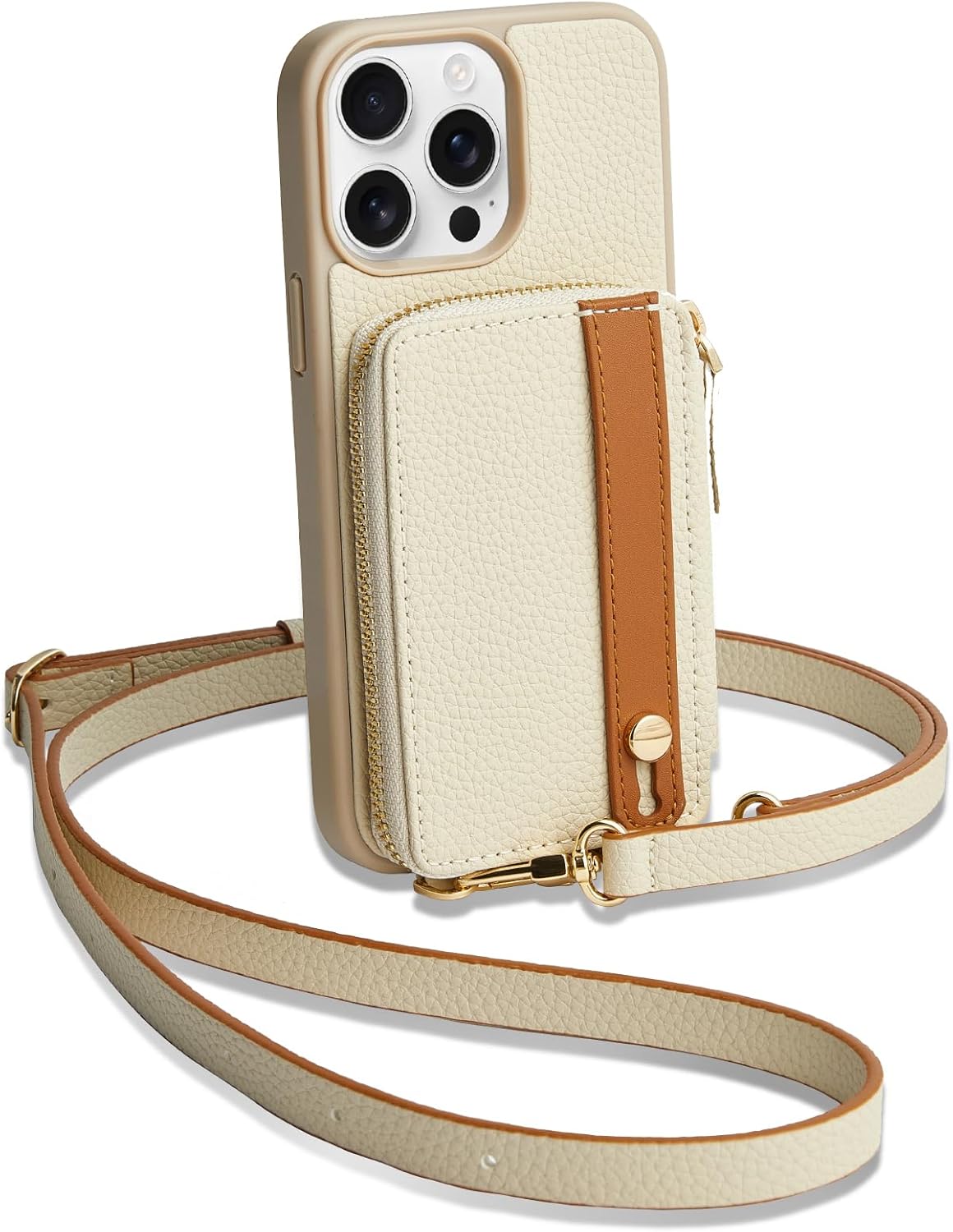 LAMEEKU iPhone 15 Pro Wallet Case with Card Holder & Strap