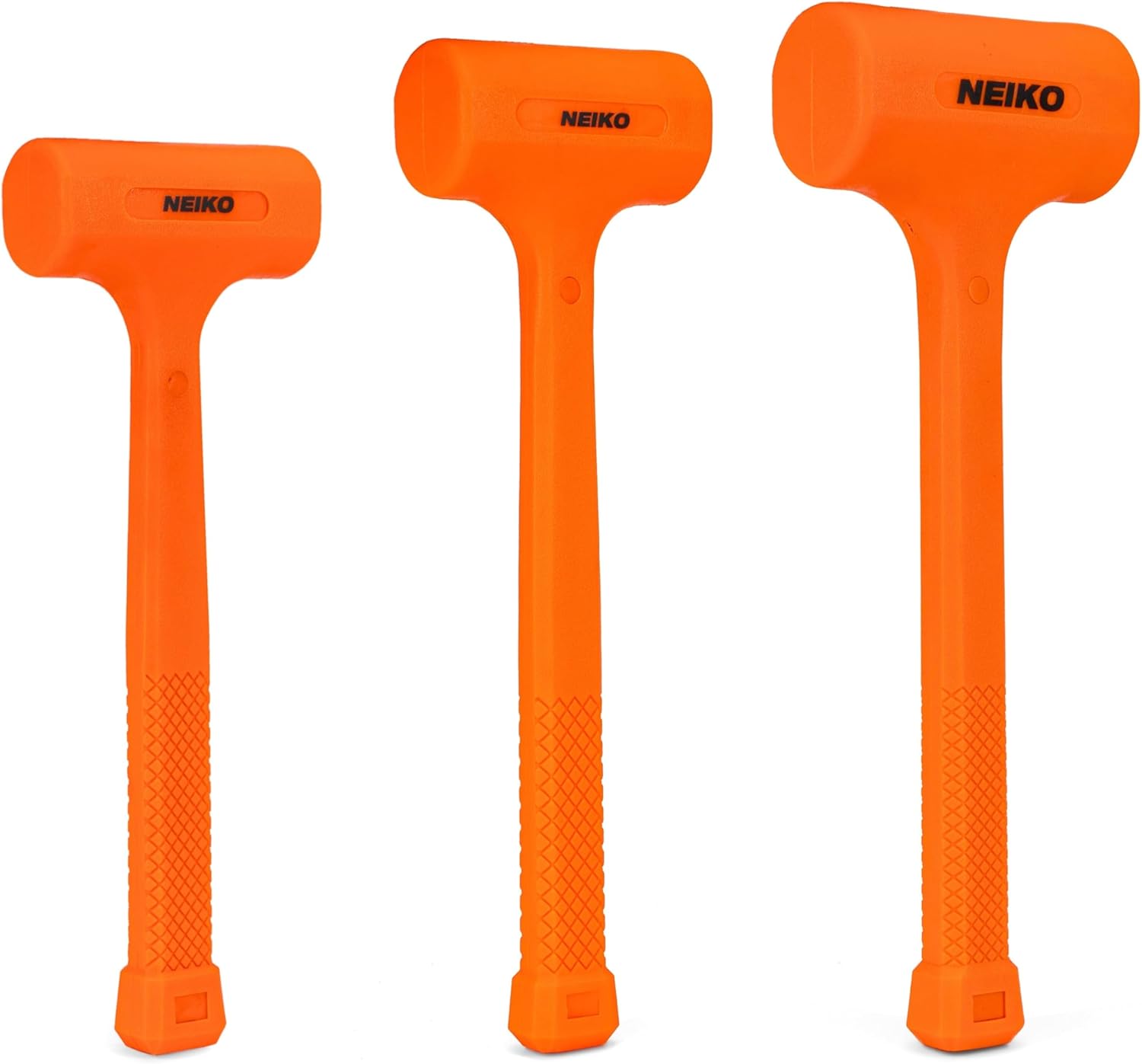 NEIKO Dead Blow Hammer Set - 3pc Neon Orange Mallet Set