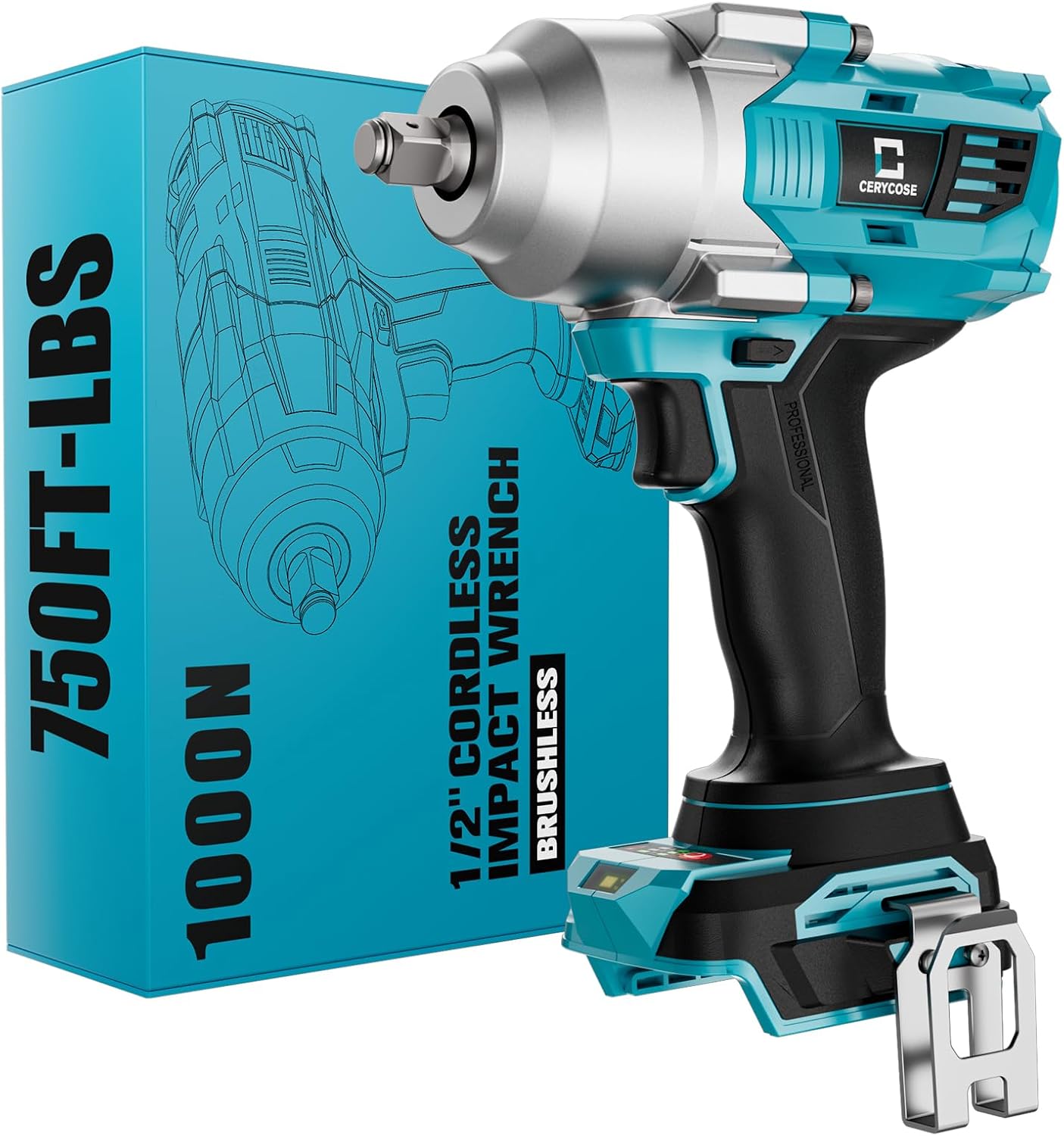 Cordless Impact Wrench 1/2 inch with 750 Ft-lbs Torque Power