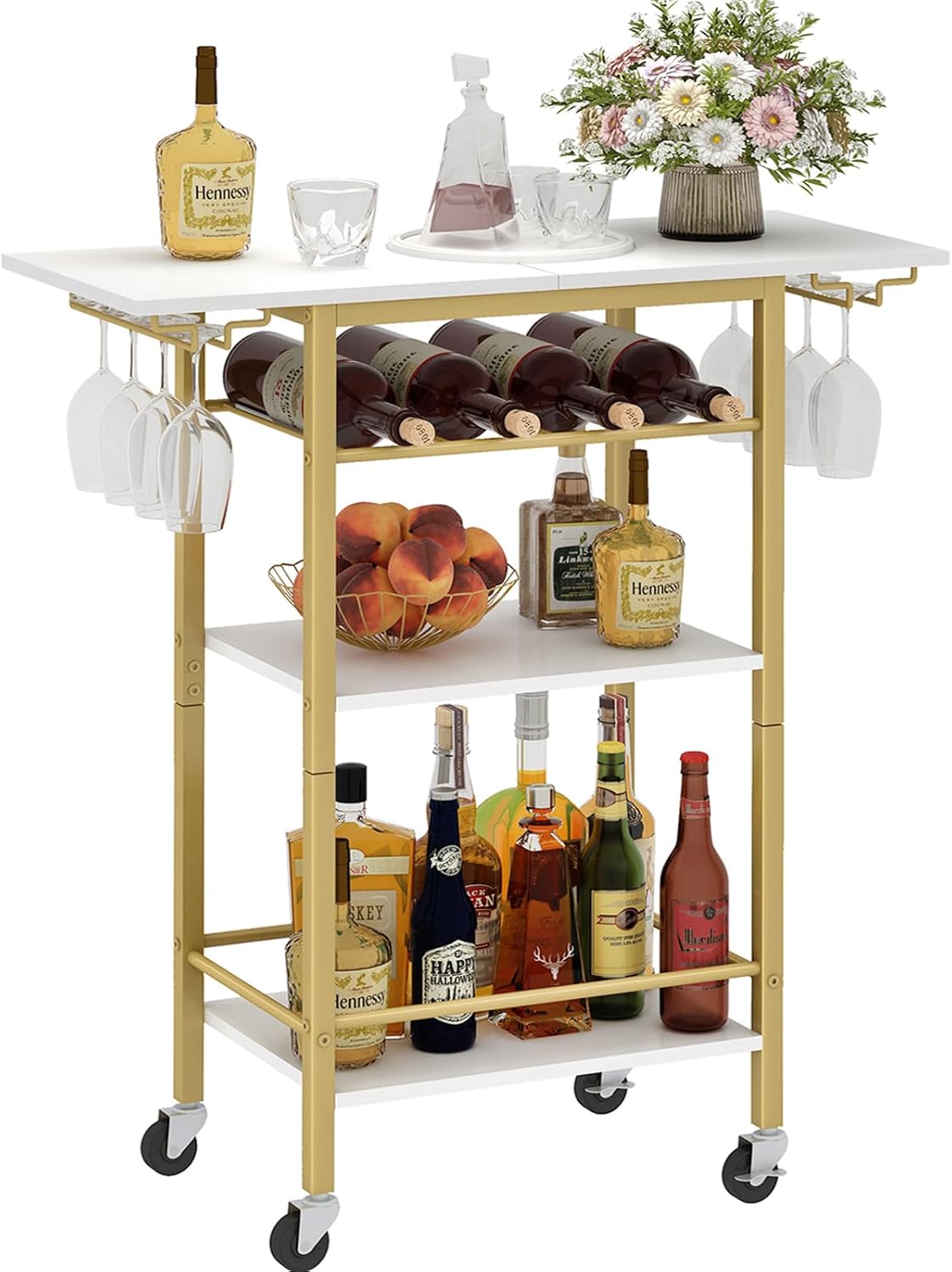 LAATOOREE 3-Tier Mobile Bar Cart