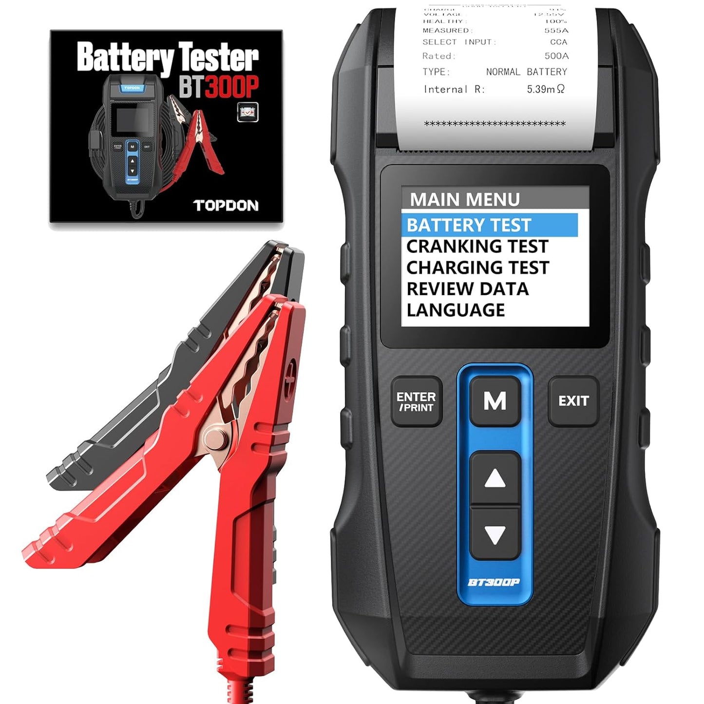 Car Battery Tester 12V 24V with Built-in Printer and Safety Features