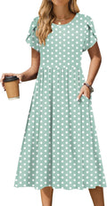 Zeagoo Women Summer Short Sleeve Midi Dress with Pockets - Flowy Size