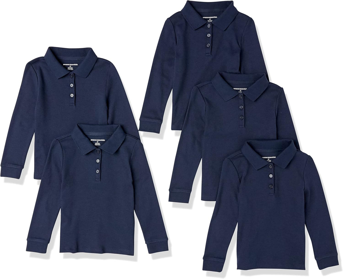 Classic Fit Long-Sleeve Polo Shirts for Girls and Toddlers