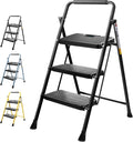 TICONN 3 Step Ladder Foldable Step Stool - Sturdy Portable Step Stool