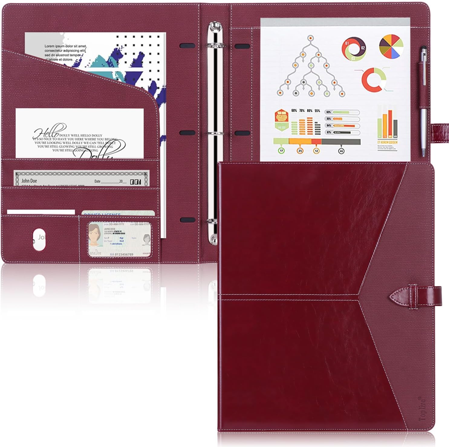 Toplive Padfolio 3 Ring Binder Organizer for Business Use