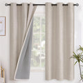 Oatmeal Linen Blackout Curtains 63 in Length - Room Darkening Panels