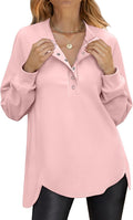 Women's Long Sleeve Henley Tunic Sweatshirt - Loose Fit Cozy