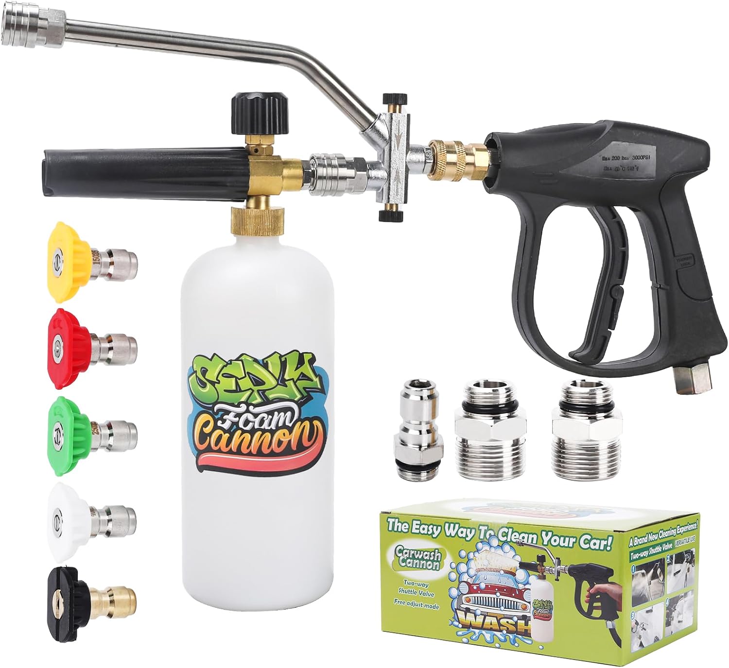 Foam Cannon for Pressure Washer with Dual Connector and Nozzles