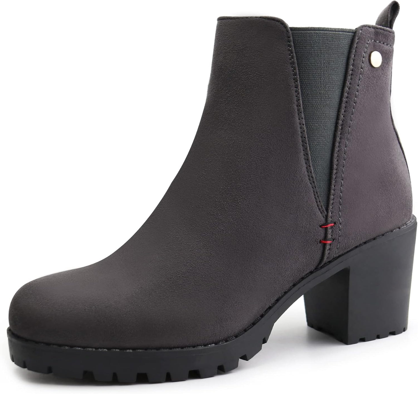 JABASIC Women Casual Ankle Booties Block Heel Chelsea Boots
