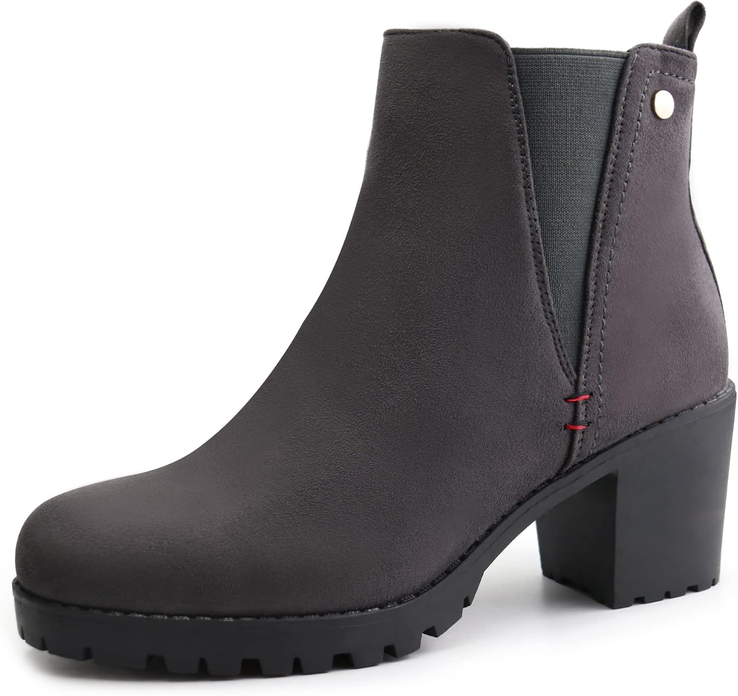 JABASIC Women Casual Ankle Booties Block Heel Chelsea Boots