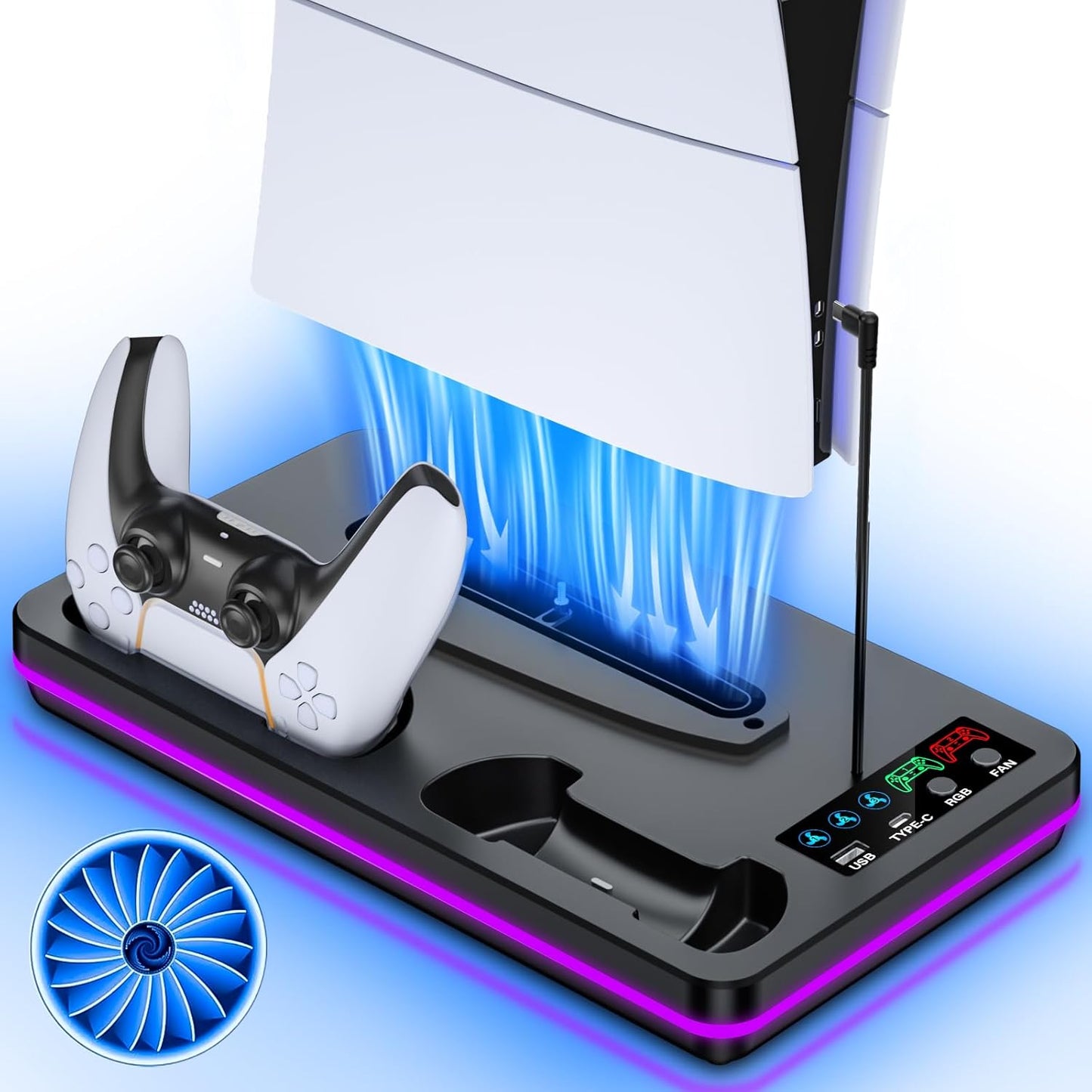 PS5 Stand and Cooling Station with Controller Charger for PS5