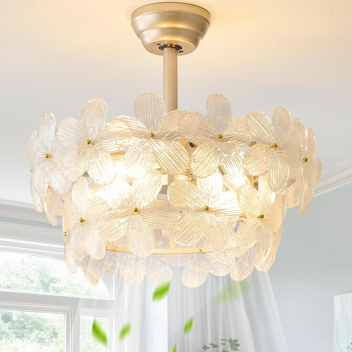 Gold Crystal Fandelier Ceiling Fan with Light for Home Decor