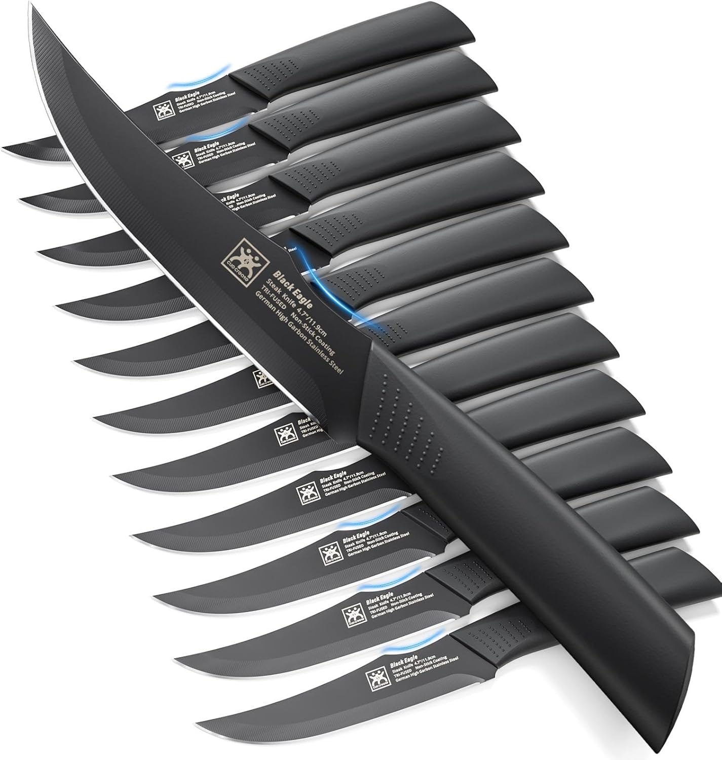 CuoCreate Steak Knives Set of 12, 4.7 Inch Non-Serrated Blades
