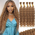 12A #27 Honey Blonde Human Braiding Hair 5 Bundles 22in - Deep Wave