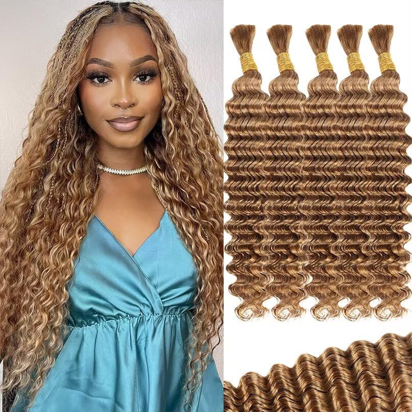 12A #27 Honey Blonde Human Braiding Hair for Boho Styles