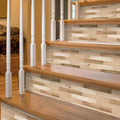 funlife 14 Strips Stair Risers Stickers - Faux Weathered Brown Wood