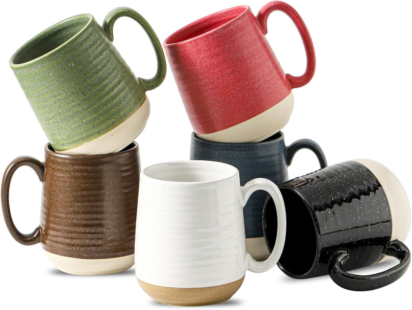 Hasense Ceramic Coffee Mugs Set of 6 for Latte and Tea Lovers