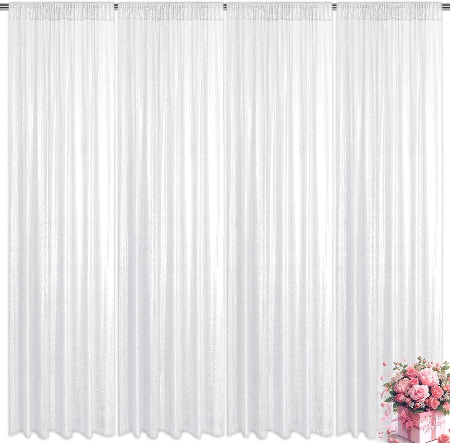 White Sequin Backdrop Curtain for Stunning Party Decorations
