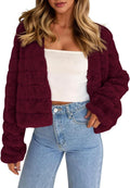 Fisoew Womens Cropped Faux Fur Jacket - Fluffy Short Open Front