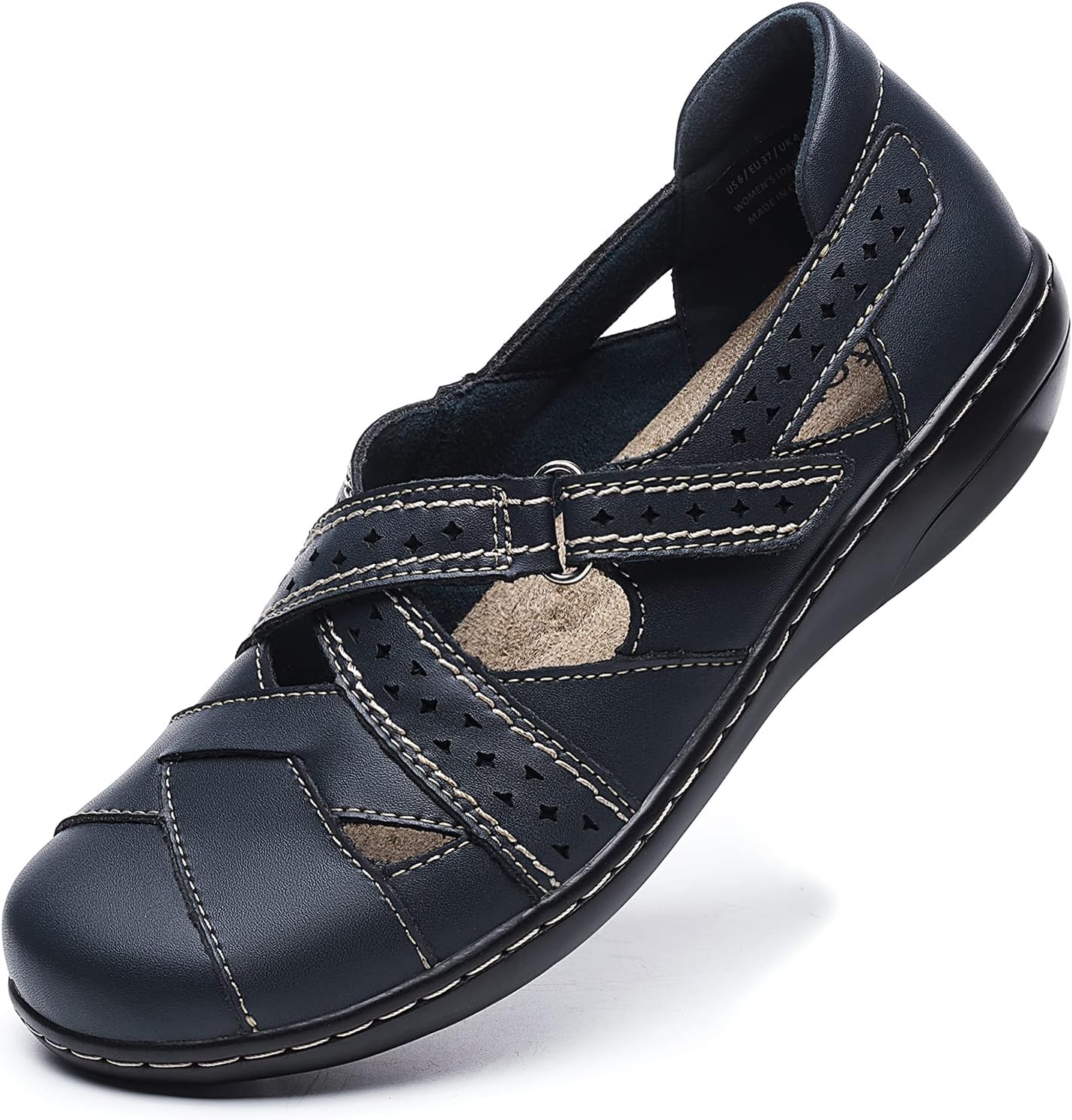 Irrefour Women's Classic Genuine Leather Casual Loafer Sandal