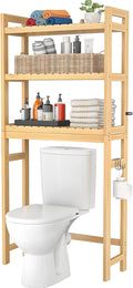 Over The Toilet Storage 3-Tier Bamboo Shelf - Space-Saving Organizer