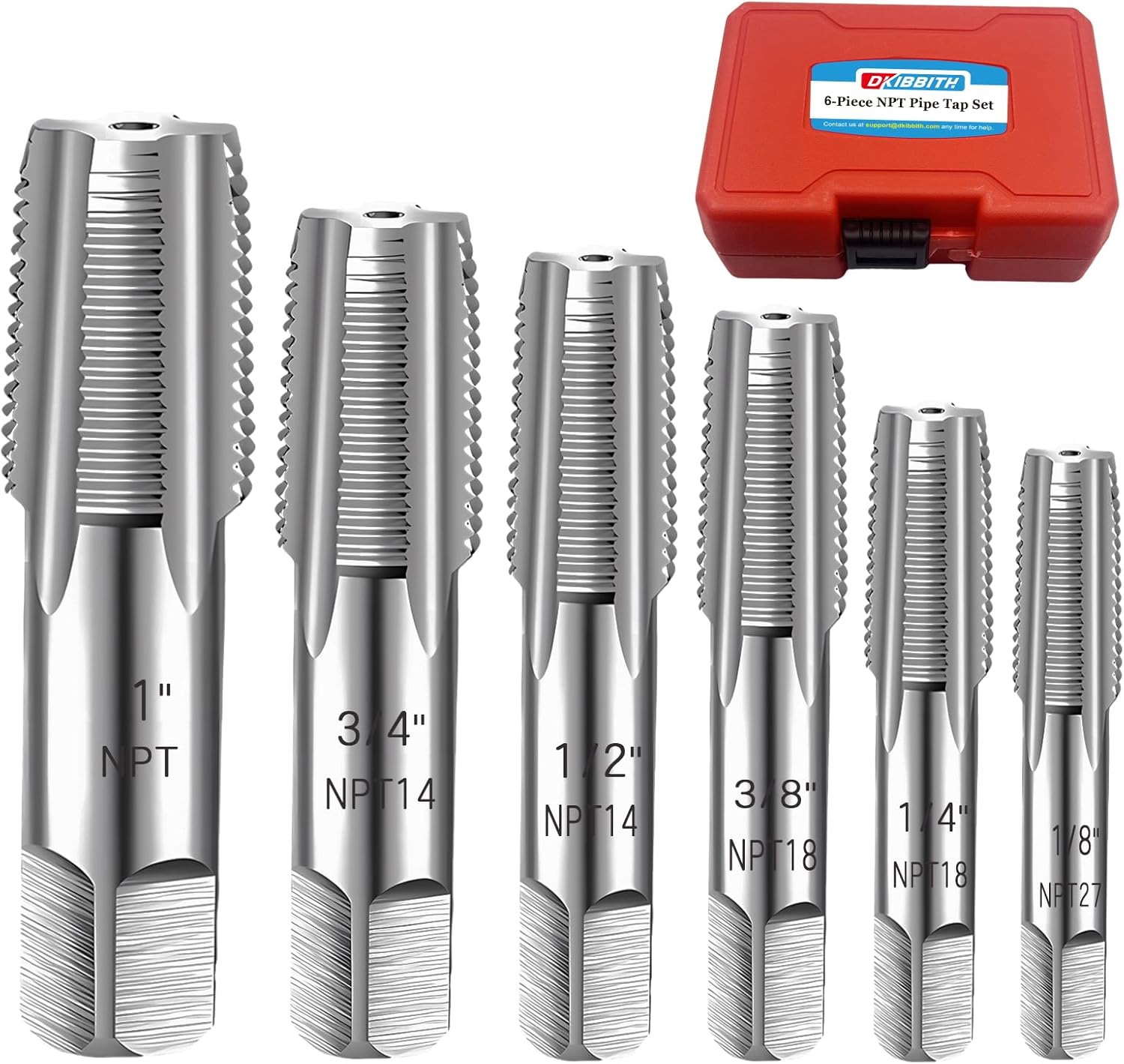 6-Piece NPT Pipe Tap Set for Accurate Threading Needs