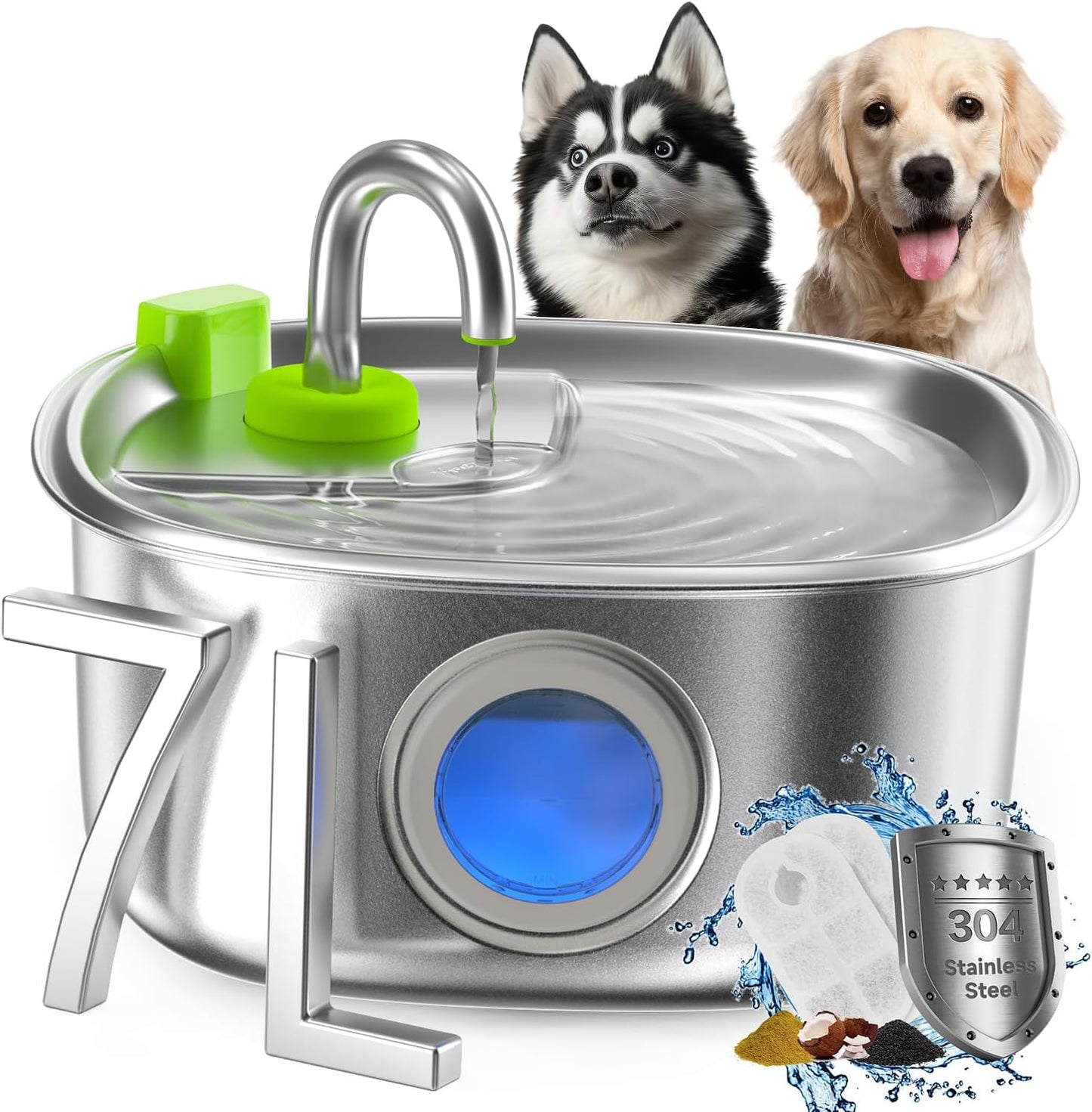 Dog Water Fountain Stainless Steel for Large Dogs and Cats