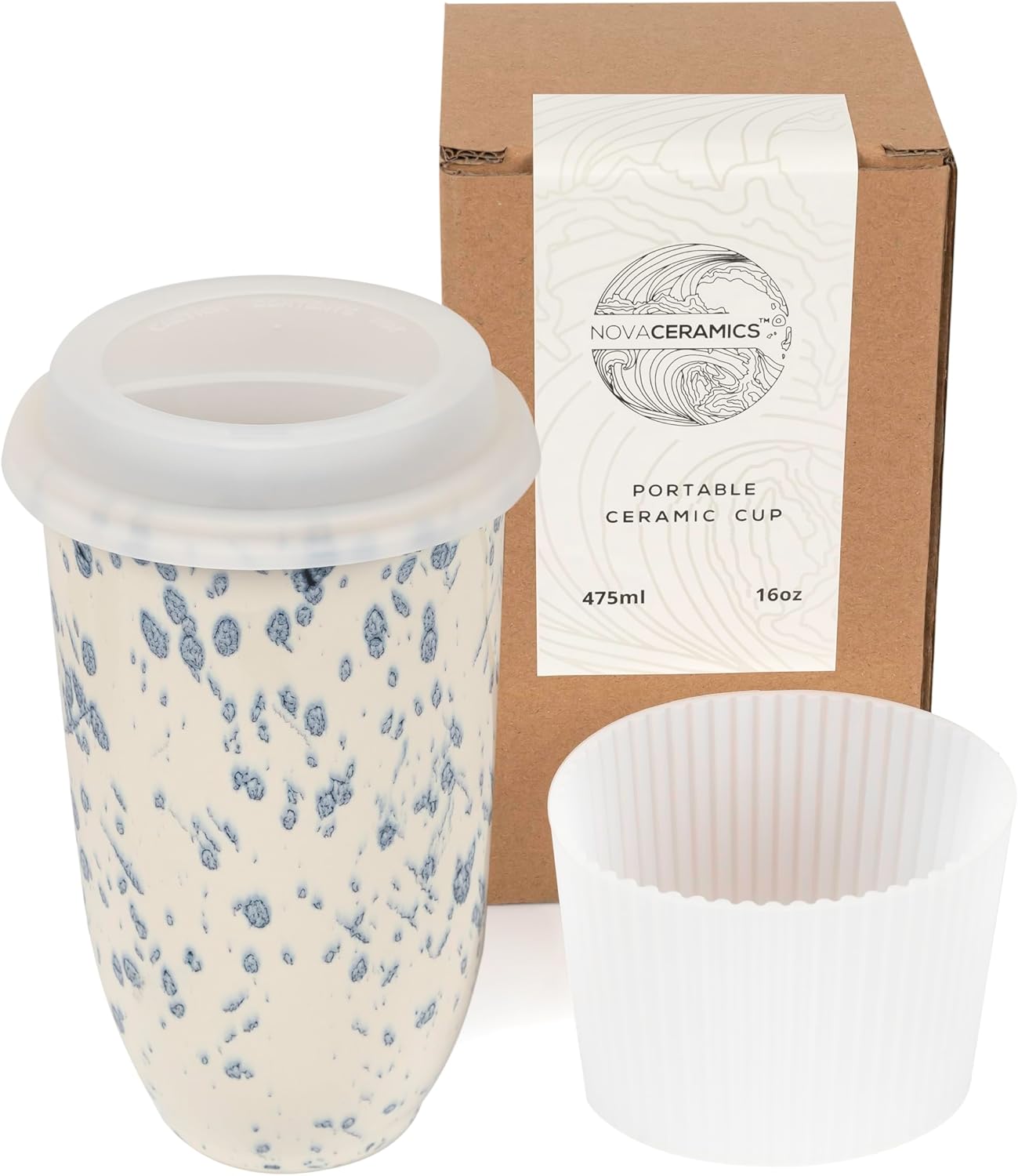 NOVA CERAMICS Travel Coffee Mug - Eco-Friendly 16oz Tumbler