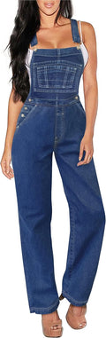 Hybrid & Company Womens Super Comfy Stretch Denim Jumpsuit Pants fit