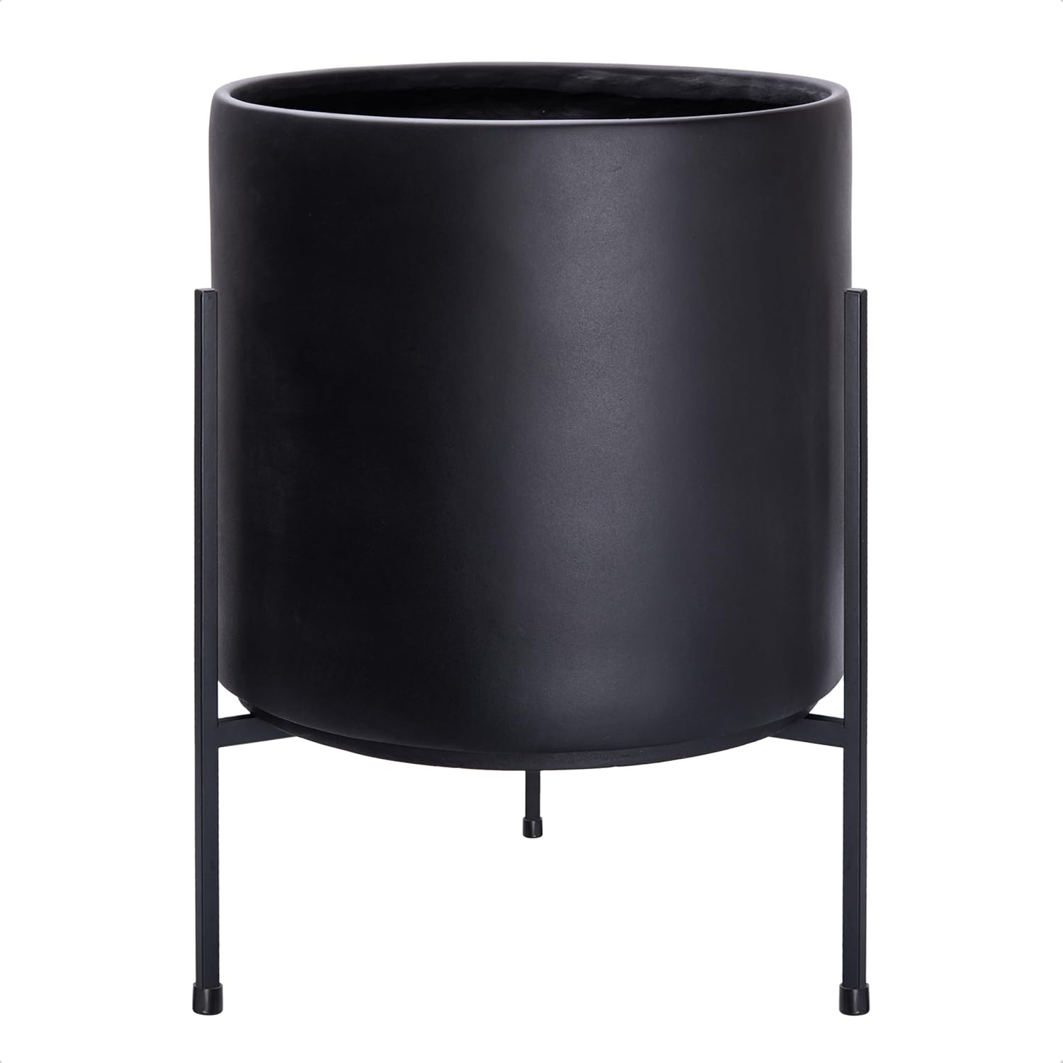D'vine Dev Modern Black Plants Pot Cylinder Planter with Stand