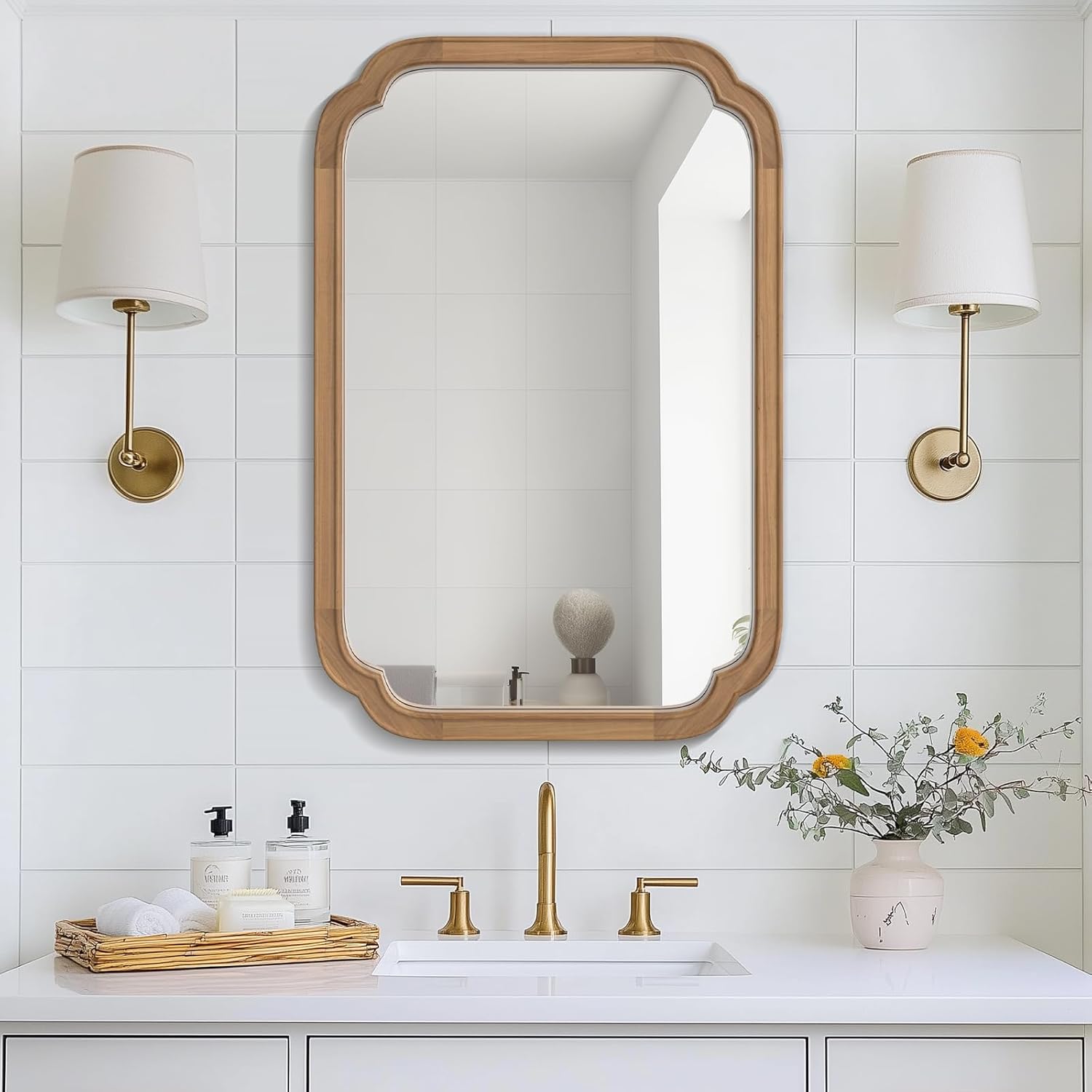 WallBeyond 20x30 Rounded Corner Arch Wall Mirror for Home Decor