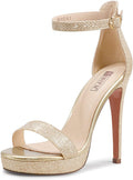 Women's Stiletto High Heel Sandals Platform Open Toe - Dressy 5in 0