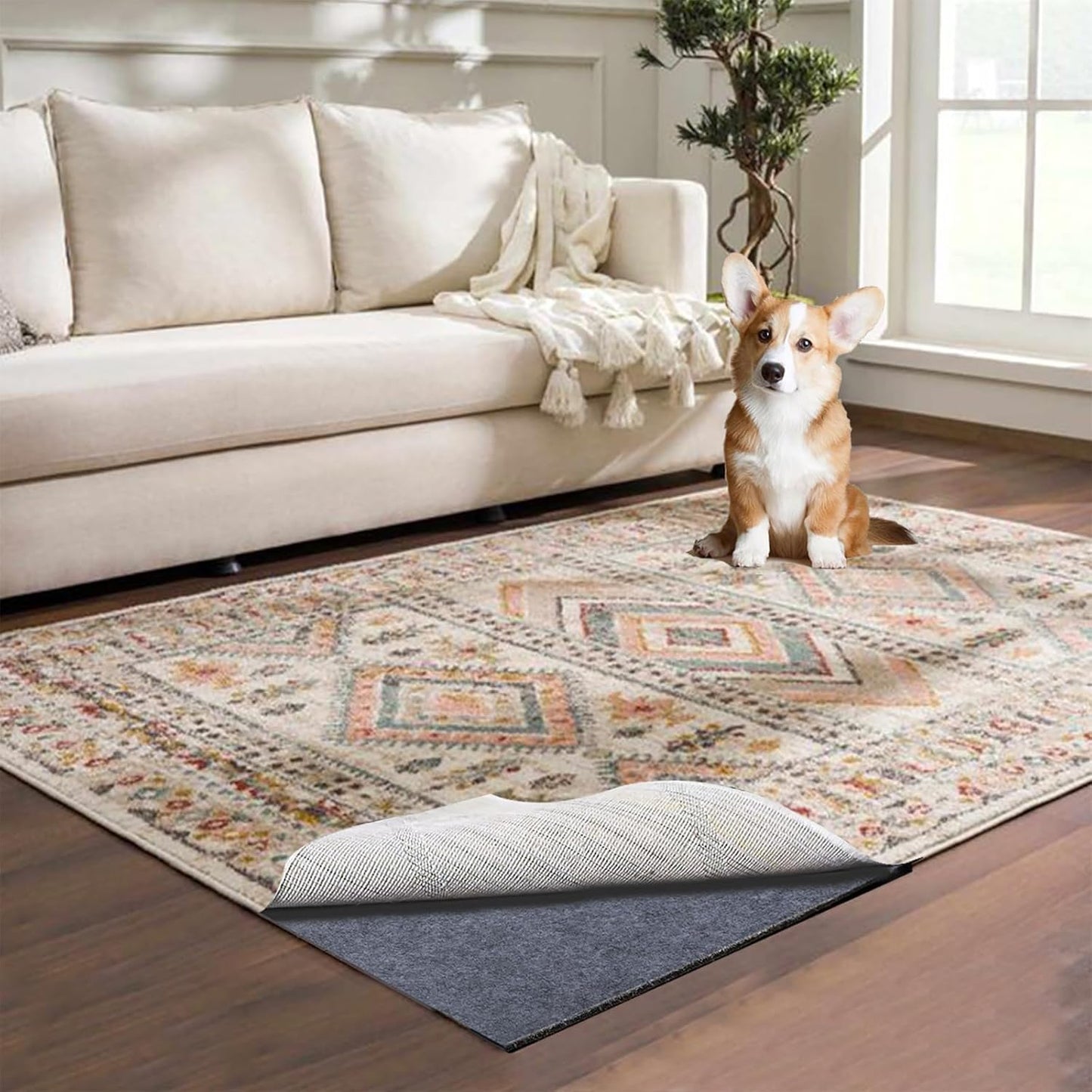 Waterproof Rug Pad 5x7 ft Non-Slip Carpet Pad for All Floors