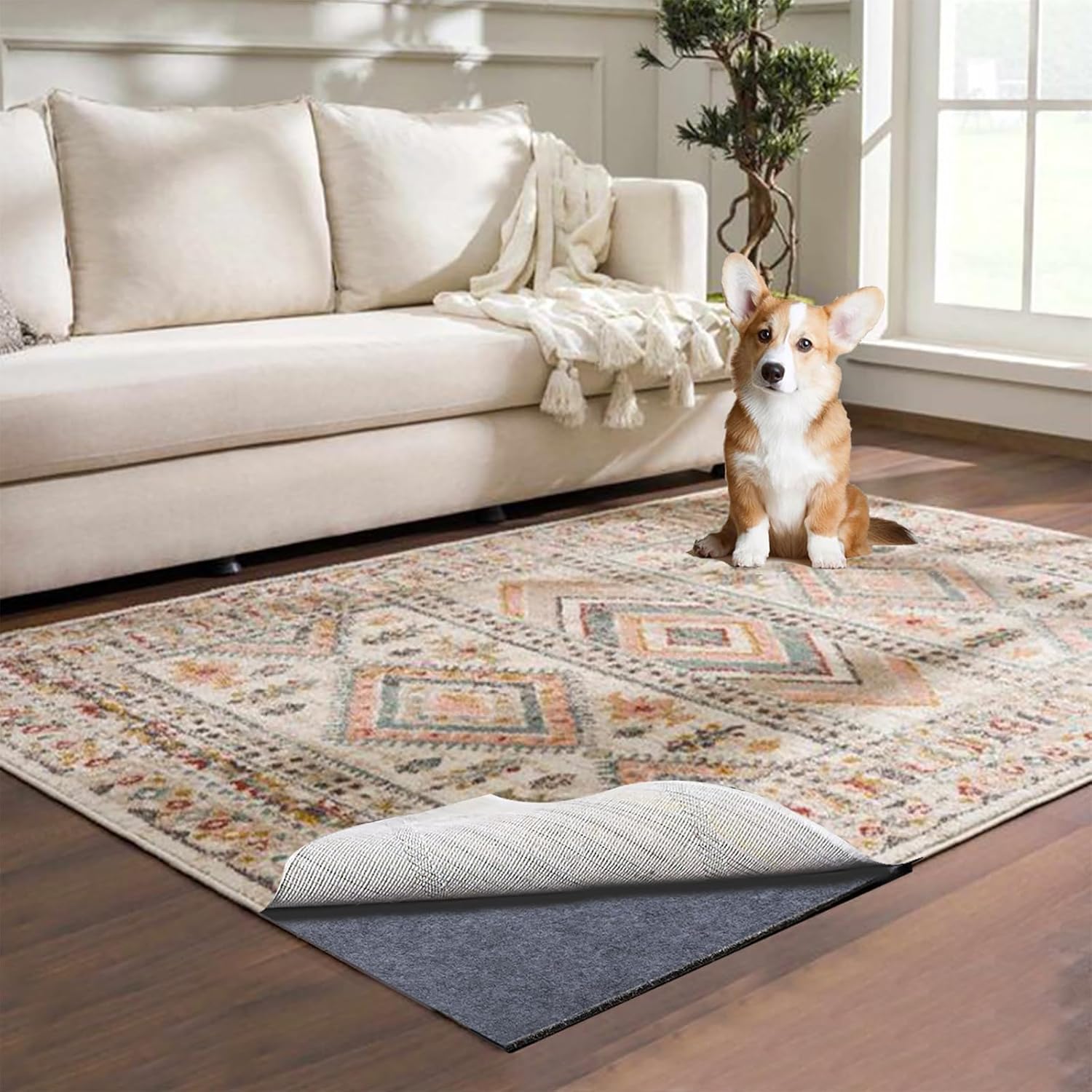 Waterproof Rug Pad 5x7 ft Non-Slip Carpet Pad for All Floors