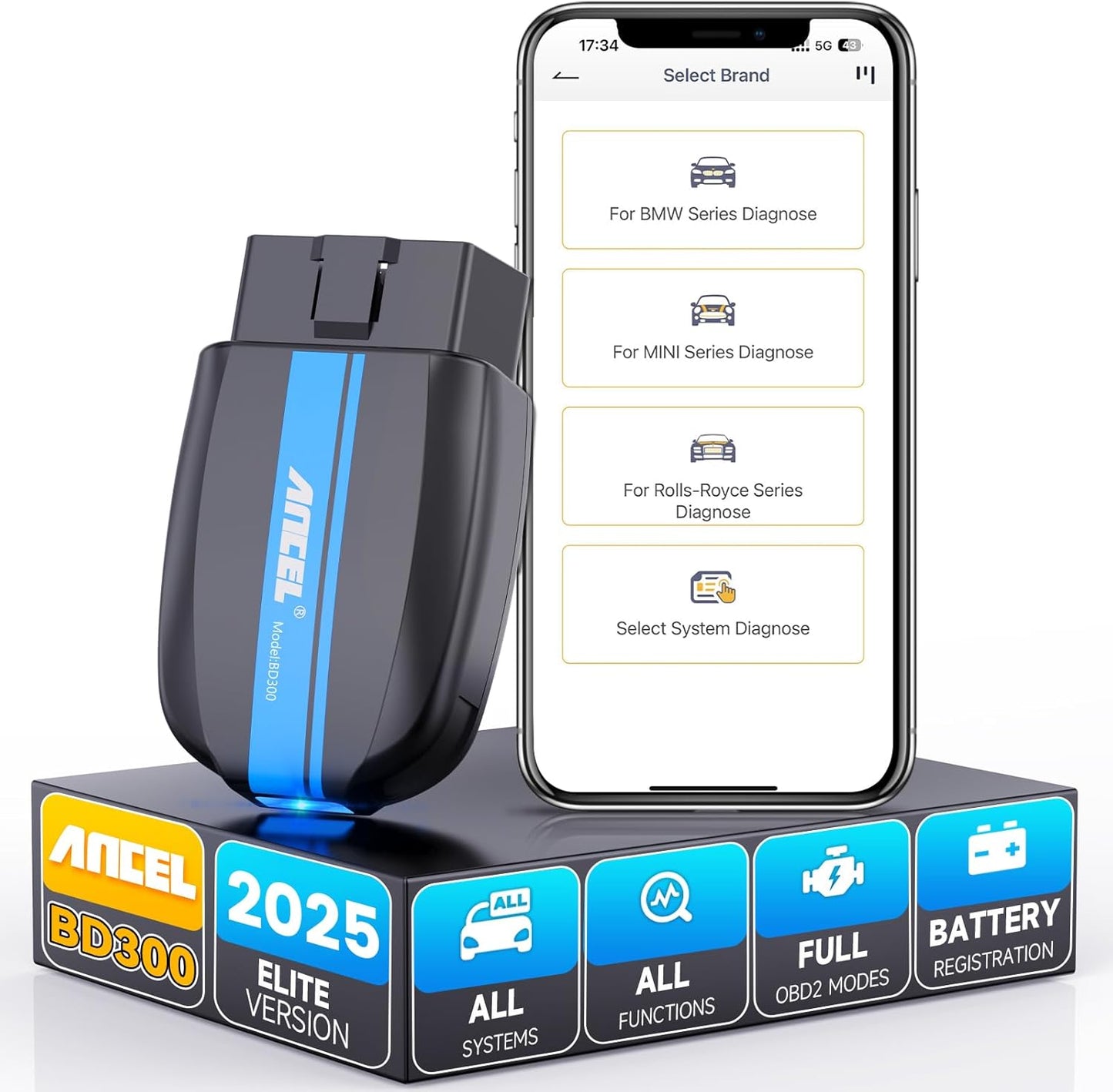 ANCEL BD300 BMW Bluetooth OBD2 Scanner for Full System Diagnostics