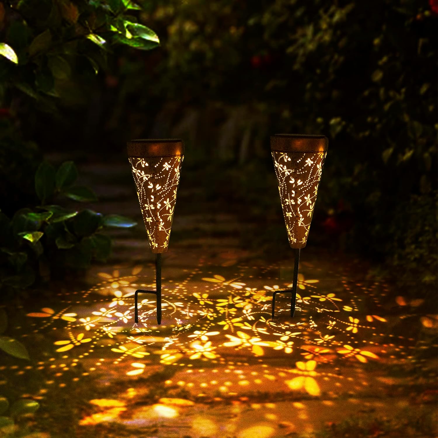 4 Pack Dragonfly Solar Garden Pathway Lights for Outdoor Decor