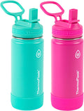 ThermoFlask Kids Bottle with Straw Lid - Durable 16 oz Set