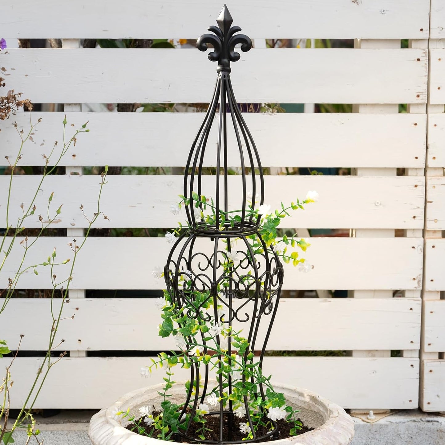 Obelisk Metal Garden Trellis for Climbing Plants - Durable Iron