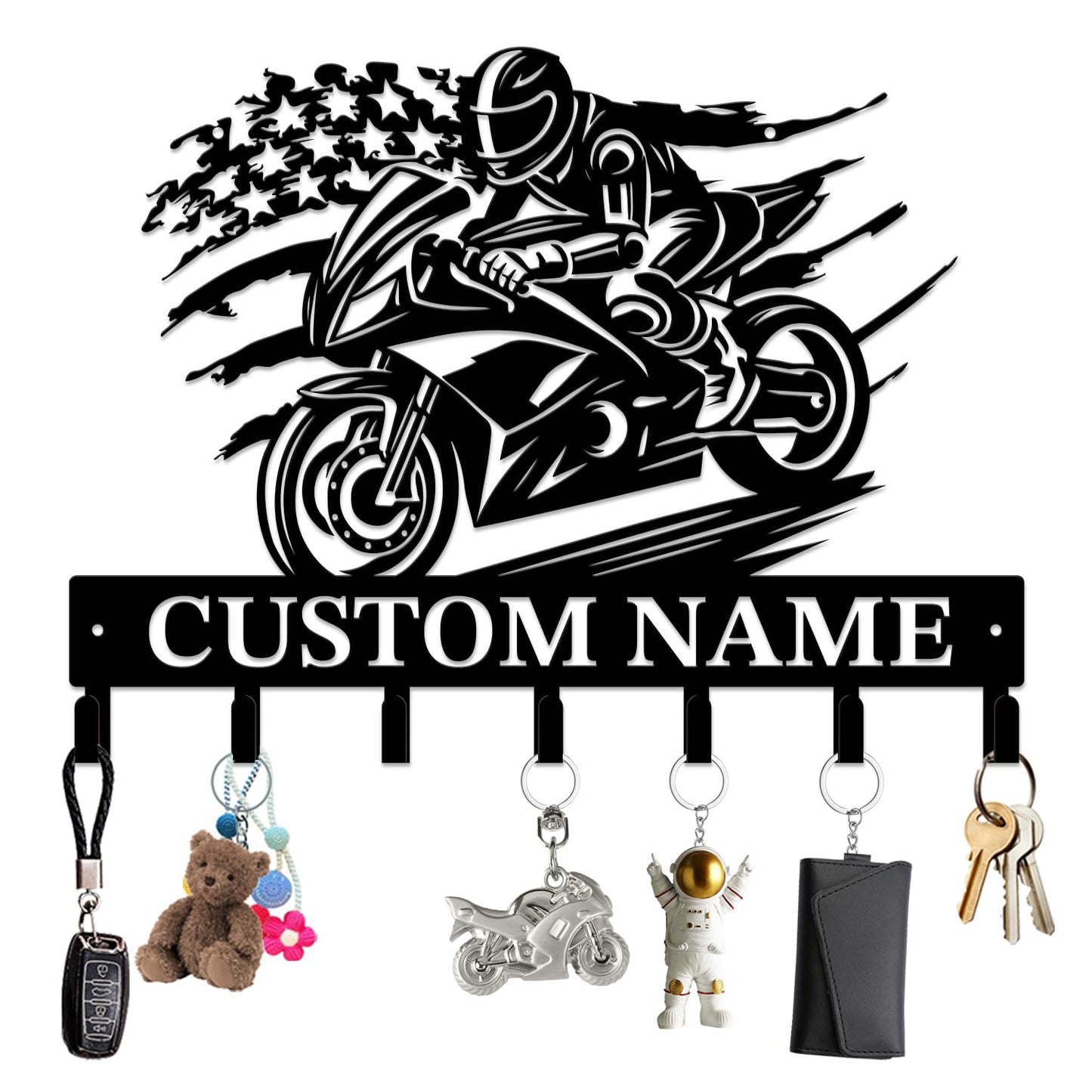 Custom Name Motorcycle Keys Hooks - Personalized Wall Decor