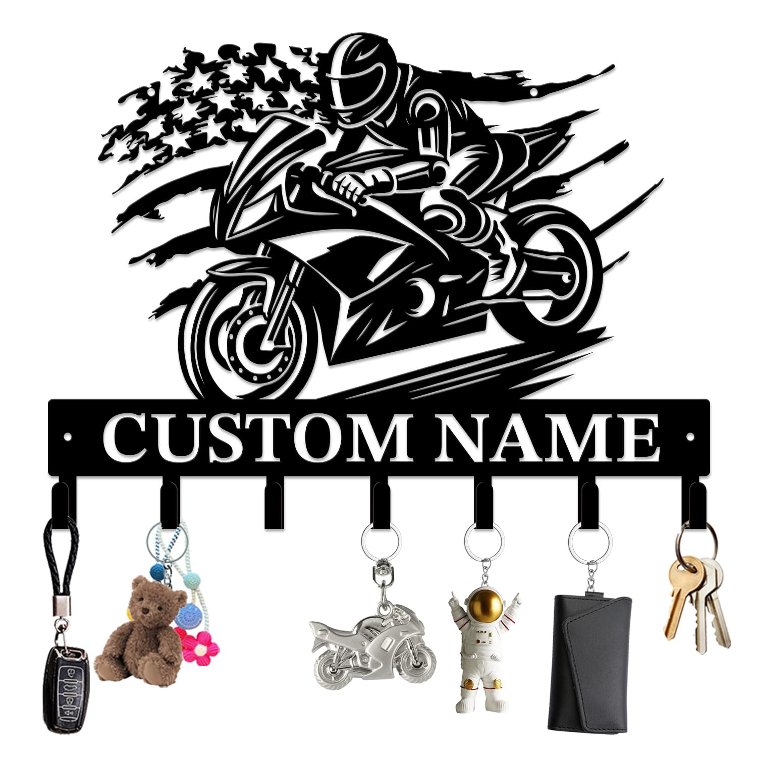 Custom Name Motorcycle Keys Hooks - Personalized Wall Decor