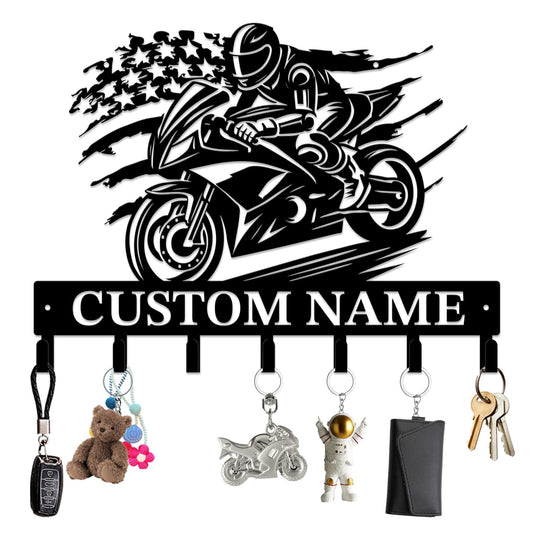 Custom Name Motorcycle Keys Hooks - Personalized Wall Decor