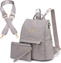 Women Fashion Backpack Set 2Pcs - Vegan Leather Anti-Theft Bag