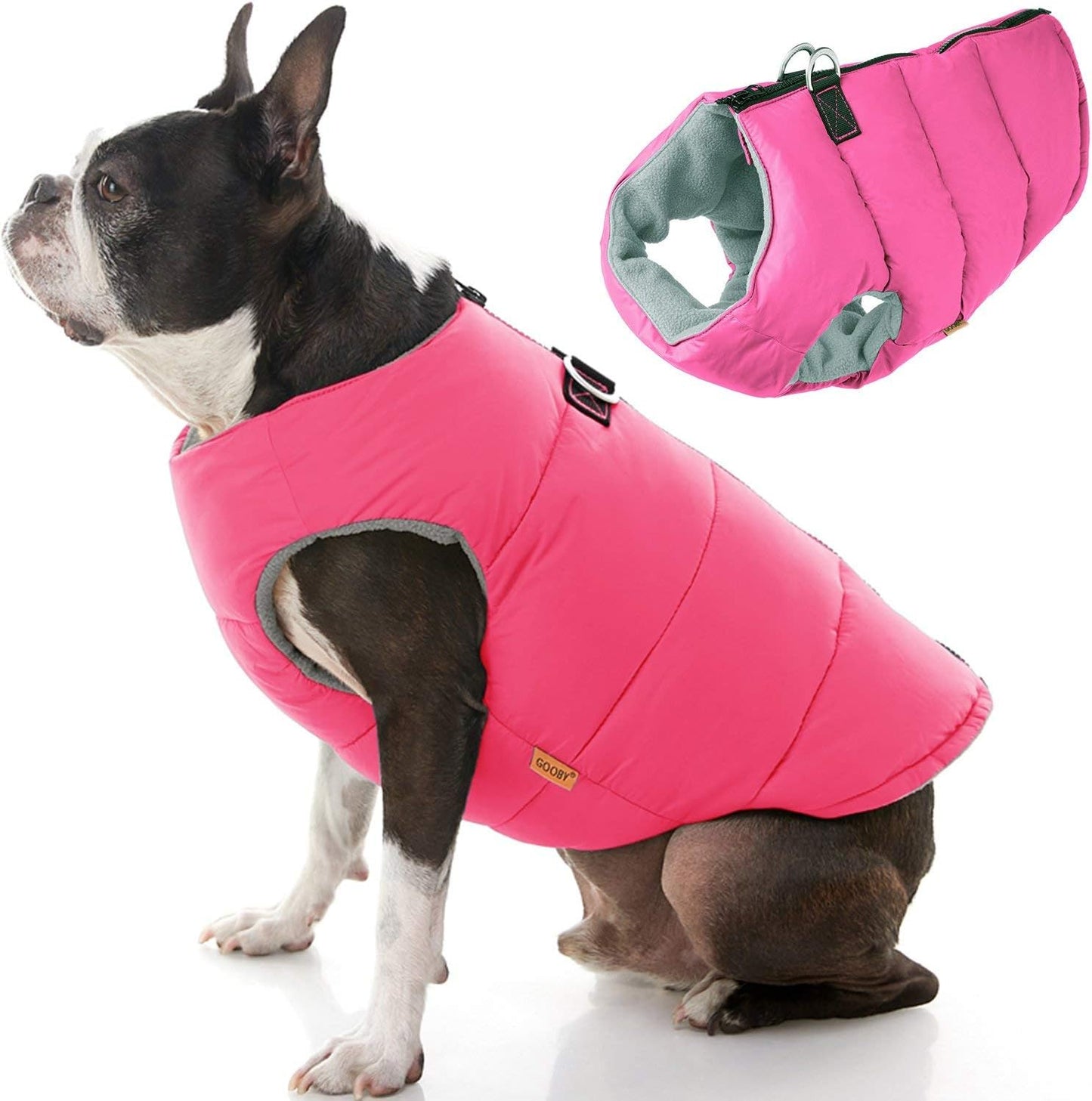 Gooby Padded Vest Dog Jacket - Warm Zip Up Fleece for Dogs