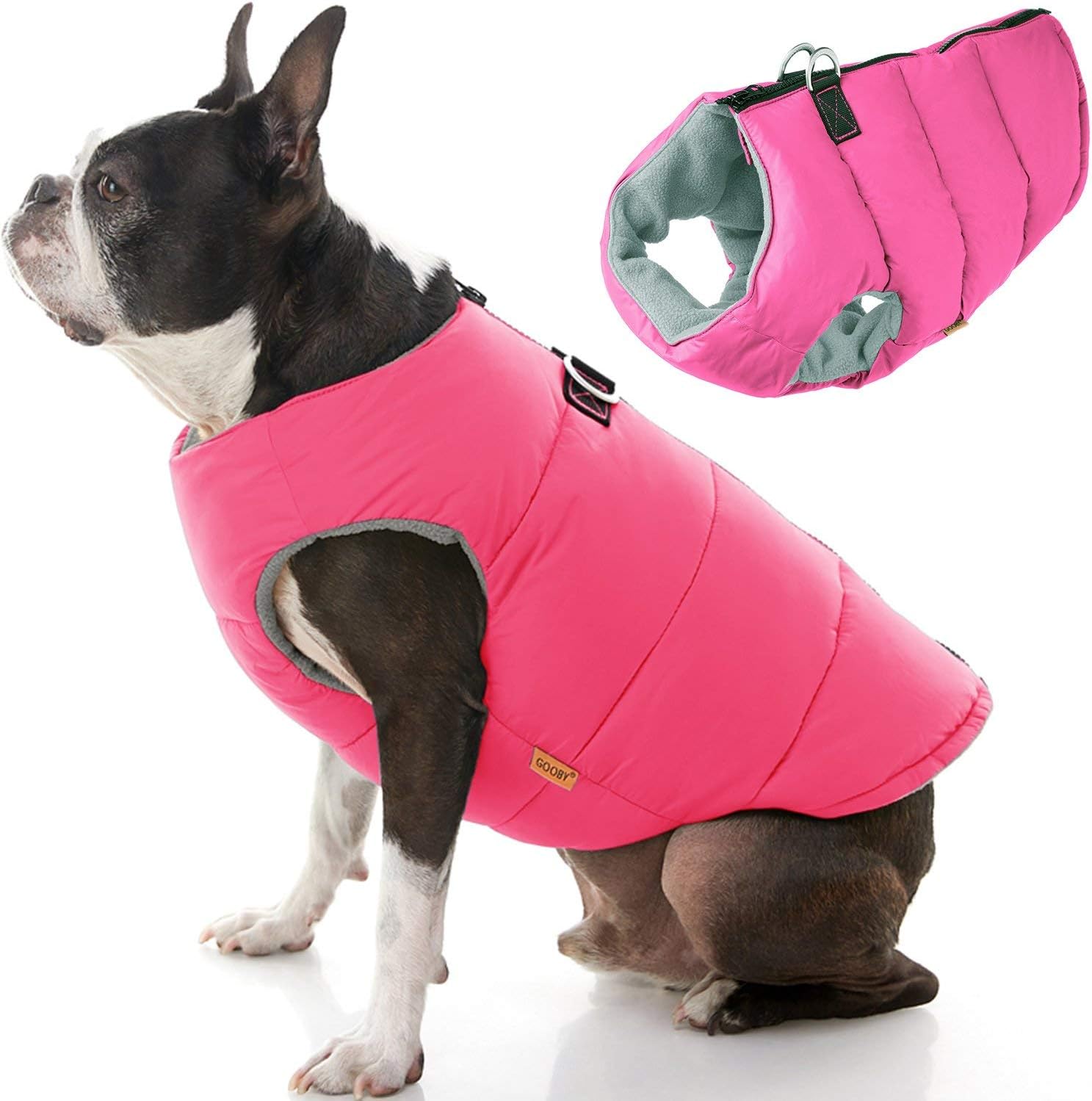 Gooby Padded Vest Dog Jacket - Warm Zip Up Fleece for Dogs
