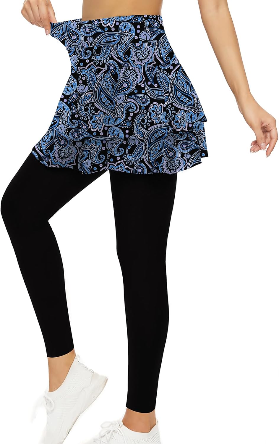WOWENY Tennis Skirted Leggings with Pockets for Women Active