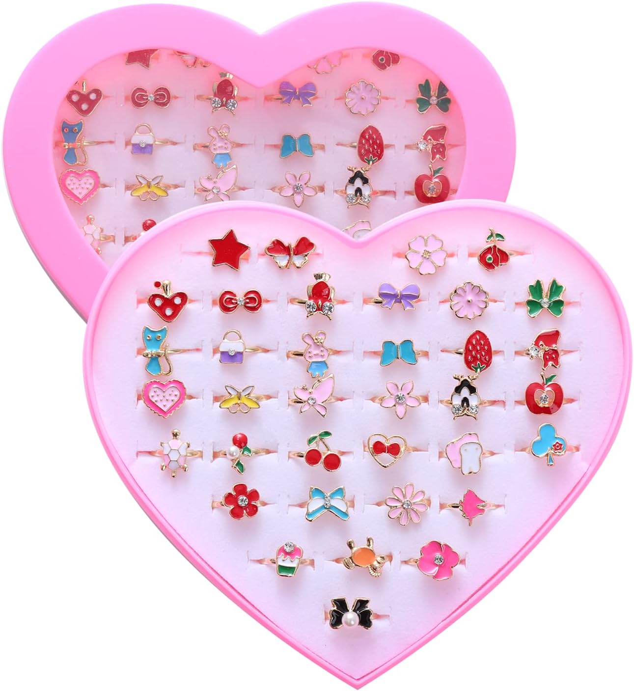 36pc Adjustable Jewel Rings for Girls 4-12 yrs - No Duplication in Box - Pretend Play & Dress Up - Ideal Holiday Gift by PASEMM