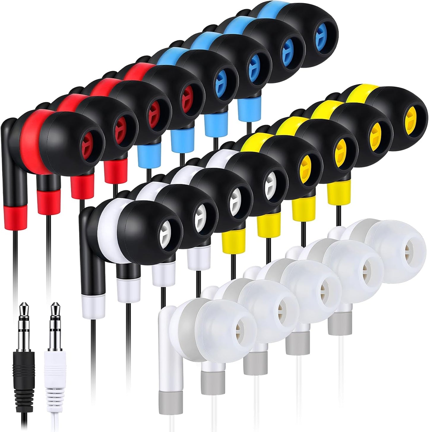 Bulk 100 Pack Wired Earbuds for Students - Individually Bagged