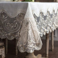 Lace Rectangular Tablecloth with Macrame Border - Elegant Beige 60 x