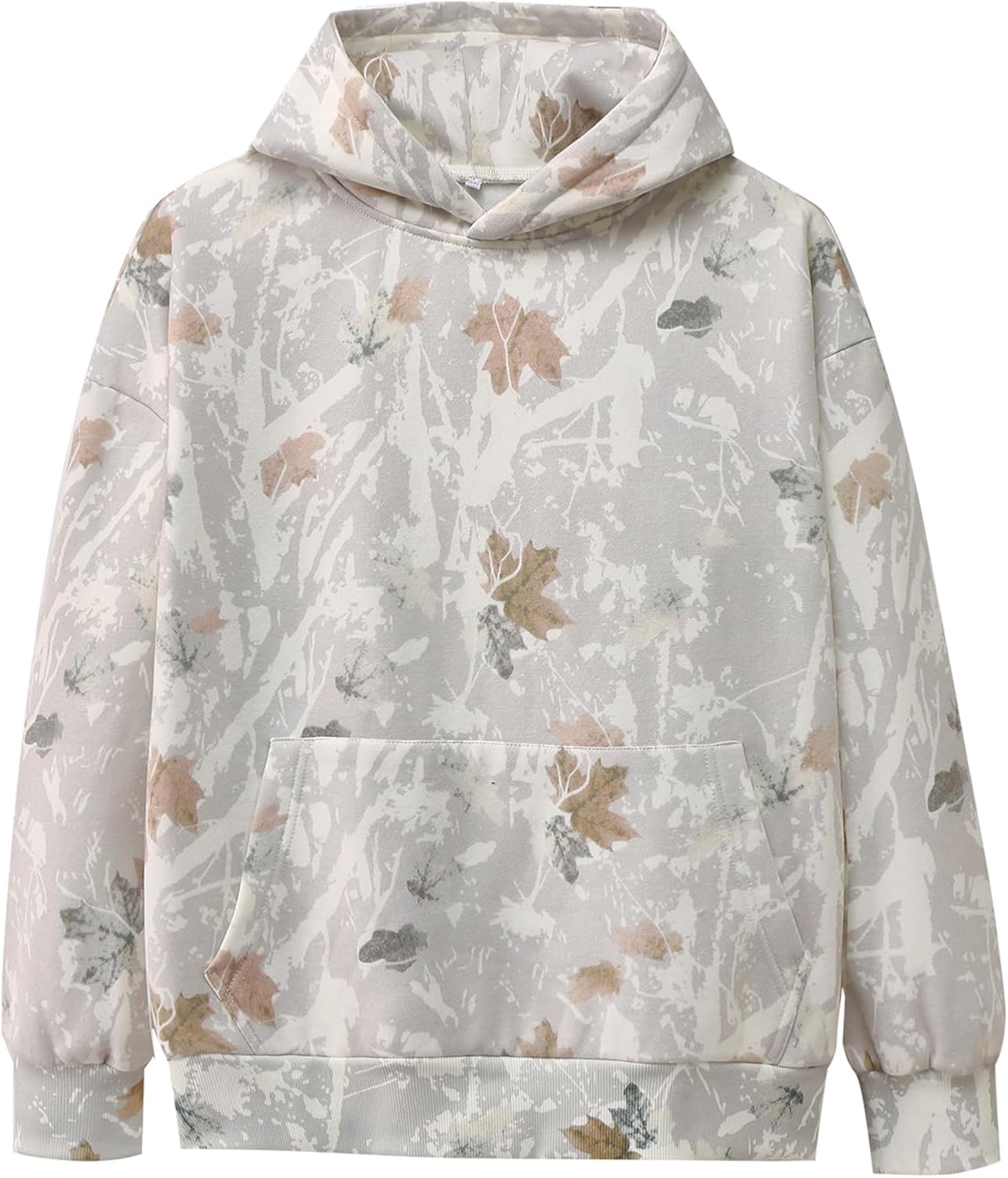 YKR Womens Maple Leaf Camo Hoodie - Cozy Oversized Fleece