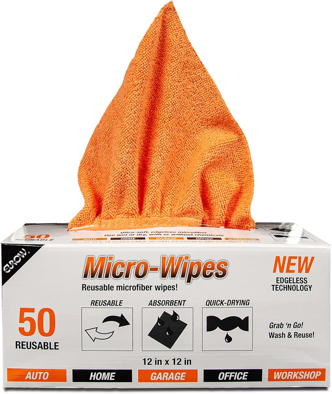 Eurow 200GSM Reusable Microfiber Wipes - Pack of 50
